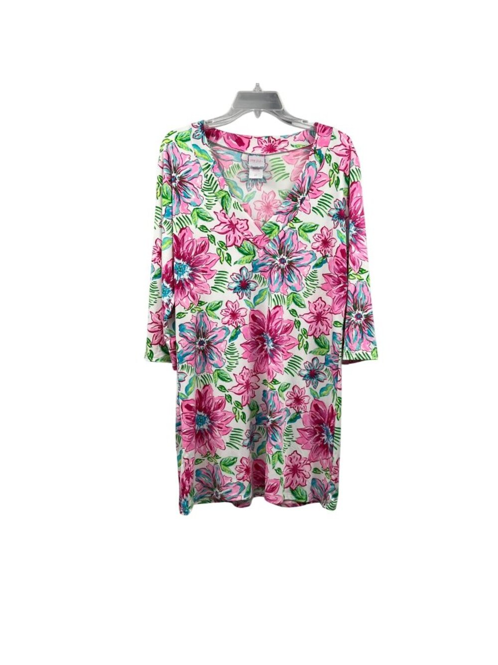 Stella Parker Floral Tunic Top 3/4 Sleeve UPF 30 Multicolor Size Large New